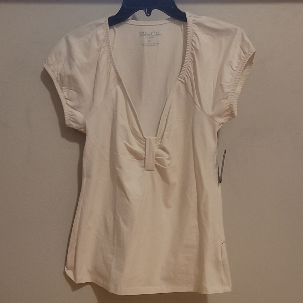 Retro Chic Cream Blouse with Bow Detail